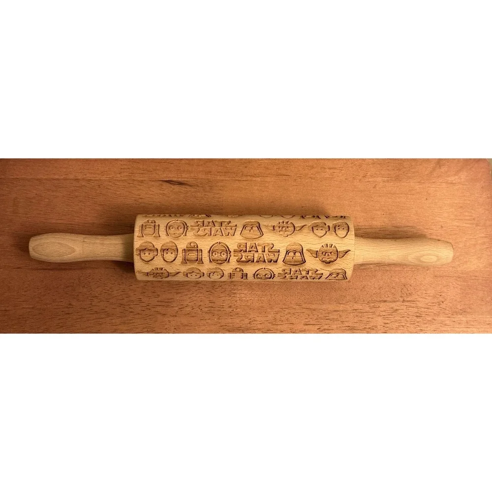 Star Wars Embossed Wooden Rolling Pin‎ Baking Star Wars Themed Cookies